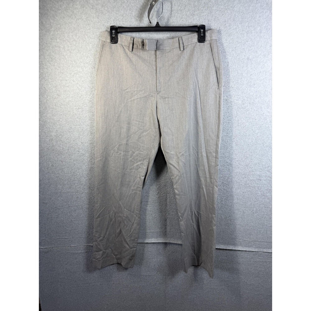 Marc Anthony Dress Pants Mens 33x30 Gray Slim Fit Flat Front Polyester Business